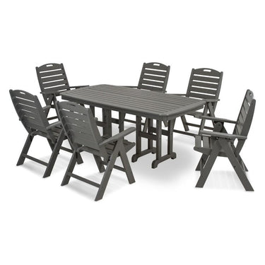 POLYWOOD Nautical 7-Piece Dining Set in Slate Grey